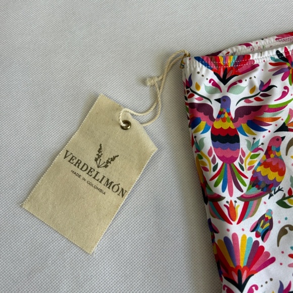 Verde Limon size L Tokyo one piece swimsuit one shoulder white bird print NEW - Picture 6 of 16